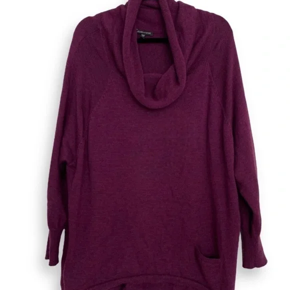 Eileen Fisher Sweater Tunic Turtleneck Merino Wool Oversized Purple Longline - Picture 2 of 10